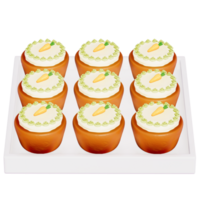 Easter holiday dessert Carrot mini cake on transparent background, 3D rendering png
