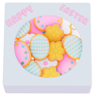 Easter holiday dessert easter egg with flower sugar cookies on transparent background, 3D rendering png