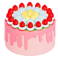 Easter holiday dessert Strawberry Easter Cake on transparent background, 3D rendering png