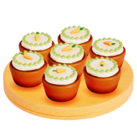 Ostern Urlaub Dessert Karotte Mini Kuchen auf transparent Hintergrund, 3d Rendern png