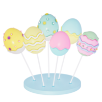 Easter holiday dessert Easter Egg Cake Pops on transparent background, 3D rendering png