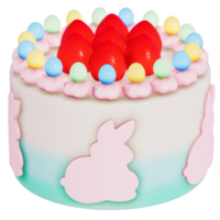 Easter holiday dessert Strawberry Easter Cake on transparent background, 3D rendering png