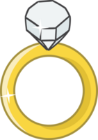 Wedding diamond ring cartoon flat icon design PNG