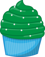 vert petit gâteau dans bleu papier tasse plat icône dessin animé png