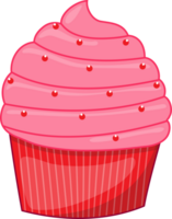 rose petit gâteau dans rouge papier tasse plat icône dessin animé png