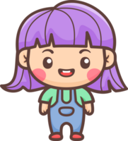 Cute happy little girl cartoon illustration png