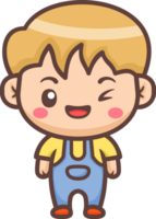 Cute happy little boy cartoon illustration png