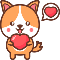 söt valp hund med en hjärta tecknad serie illustration png