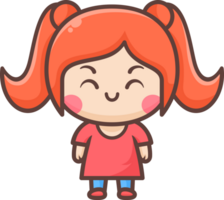 Cute happy little girl cartoon illustration png