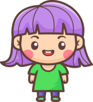 Cute happy little girl cartoon illustration png