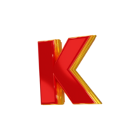 lustroso vermelho alfabeto com amarelo 3d carta k png
