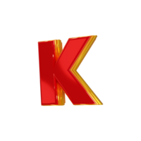 Glossy red alphabet with yellow 3d letter k png