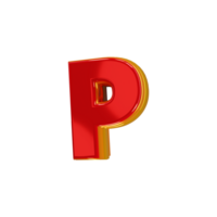 Glossy red alphabet with yellow 3d letter p png