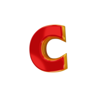 lucido rosso alfabeto con giallo 3d lettera c png