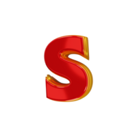 Glossy red alphabet with yellow 3d letter s png