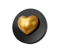 Gold heart icon. 3d illustration png