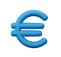 devise euro 3d icône, contour bleu la finance icône, affaires symbole, 3d illustration png