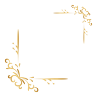 guld årgång hörn och ram element. antik virvla runt delare mönster lyx prydnad. filigran design calligraphic dekoration för ram, hälsning kort, inbjudan, meny, certifikat. png