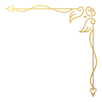 Gold vintage corner and frame element. Antique swirl divider pattern luxury ornament. Filigree design calligraphic decoration for frame, greeting card, invitation, menu, certificate. png