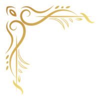 Gold Jahrgang Ecke und Rahmen Filigran. retro Strudel Teiler Muster Ornament mit klassisch Stil. Element Design Kalligraphie. Dekoration zum rahmen, Gruß Karte, Einladung, Speisekarte, Zertifikat. png