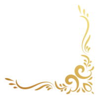 Gold vintage corner and frame element. Antique swirl divider pattern luxury ornament. Filigree design calligraphic decoration for frame, greeting card, invitation, menu, certificate. png