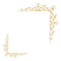 Gold Jahrgang Ecke und Rahmen Element. Antiquität Strudel Teiler Muster Luxus Ornament. Filigran Design kalligraphisch Dekoration zum rahmen, Gruß Karte, Einladung, Speisekarte, Zertifikat. png