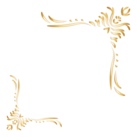 Gold Jahrgang Ecke und Rahmen Element. Antiquität Strudel Teiler Muster Luxus Ornament. Filigran Design kalligraphisch Dekoration zum rahmen, Gruß Karte, Einladung, Speisekarte, Zertifikat. png