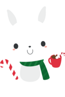 linda blanco conejito Conejo dibujos animados personaje en festivo Navidad fiesta temporada concepto. plano diseño ilustración. png