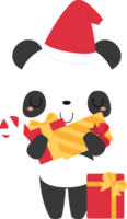 süß Panda Bär Karikatur Zeichen im festlich Weihnachten Urlaub Jahreszeit Konzept. eben Design Illustration. png