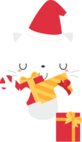 fofa branco gato desenho animado personagens dentro festivo Natal feriado estação conceito. plano Projeto ilustração. png