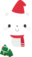 mignonne blanc chat dessin animé personnages dans de fête Noël vacances saison concept. plat conception illustration. png
