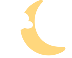 Cute cloud and moon cartoon icon. Flat design illustration. png