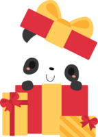 Cute panda bear cartoon characters in festive Christmas holiday season concept. Flat design illustration. png