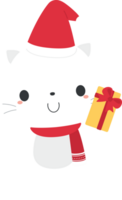 Cute white cat cartoon characters in festive Christmas holiday season concept. Flat design illustration. png