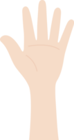 Flat design illustration of hand raised up. png