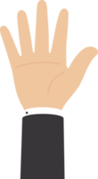 Flat design illustration of hand raised up. png