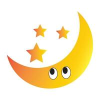 Luna y estrella icono logo vector diseño modelo