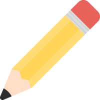 Yellow pencil icon. Flat design illustration. png