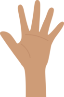 Flat design illustration of hand raised up. png