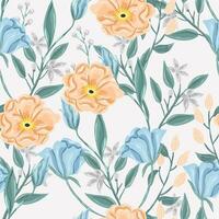 Hand Drawn Anemone and Jasmine Flower Seamless Pattern vector