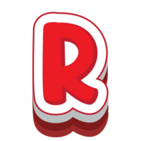 letter r red cartoon text effect png