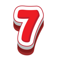 number 7 red cartoon text effect png