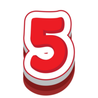number 5 red cartoon text effect png