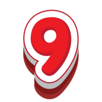 numero 9 rosso cartone animato testo effetto png