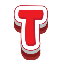 letter t red cartoon text effect png