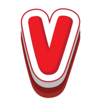 letter v red cartoon text effect png