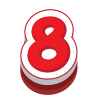 number 8 red cartoon text effect png