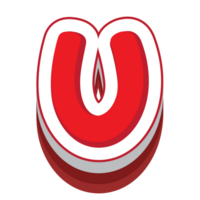 letter u red cartoon text effect png