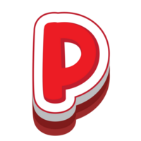 letter p red cartoon text effect png