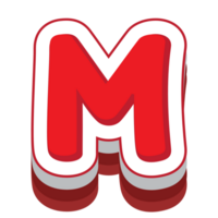 letter m red cartoon text effect png